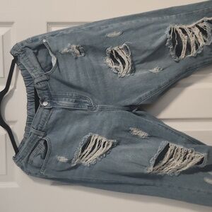 Shein curve distressed jeans